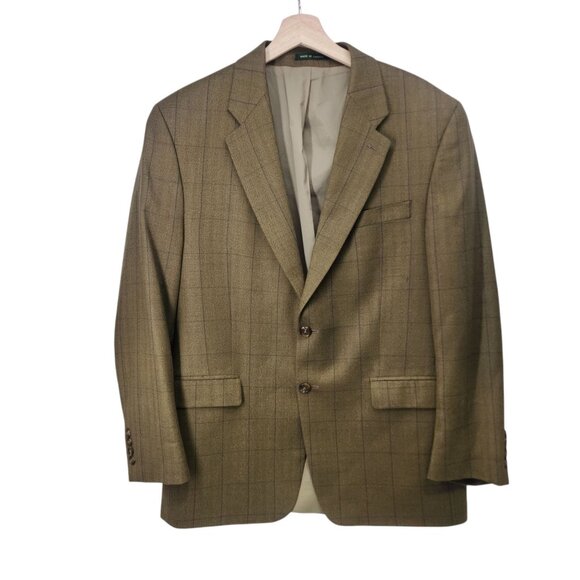 Lauren Ralph Lauren Mens Wool Blazer L Plaid Windowpane Pattern‎ - Picture 1 of 9